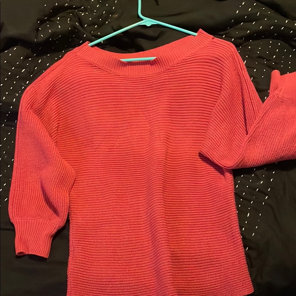 SHEIN Pink Off-the-Shoulder Sweater with Ribbed Texture